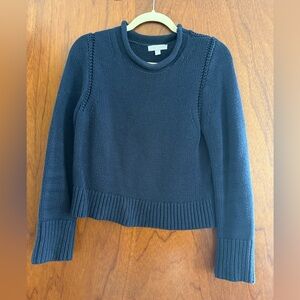 J. Crew Dark Blue Cotton Crew Roll-Neck Sweater